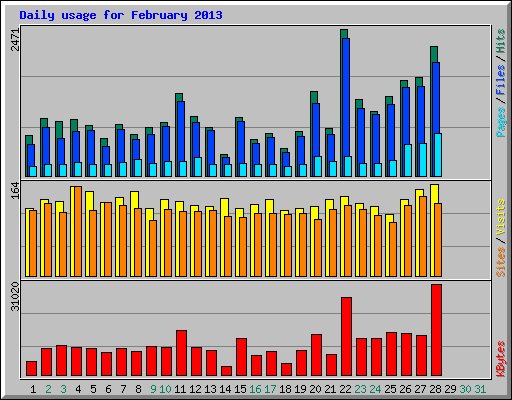 Daily usage for February 2013