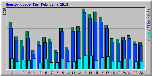 Hourly usage for February 2013